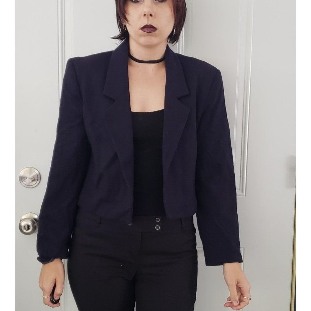 Vintage Blue Wool‎ Cropped Blazer